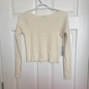 NWT Harlow Wide-Neck Long-Sleeve Ribbed Women’s Top